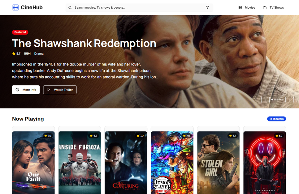 Streaming platform interface.